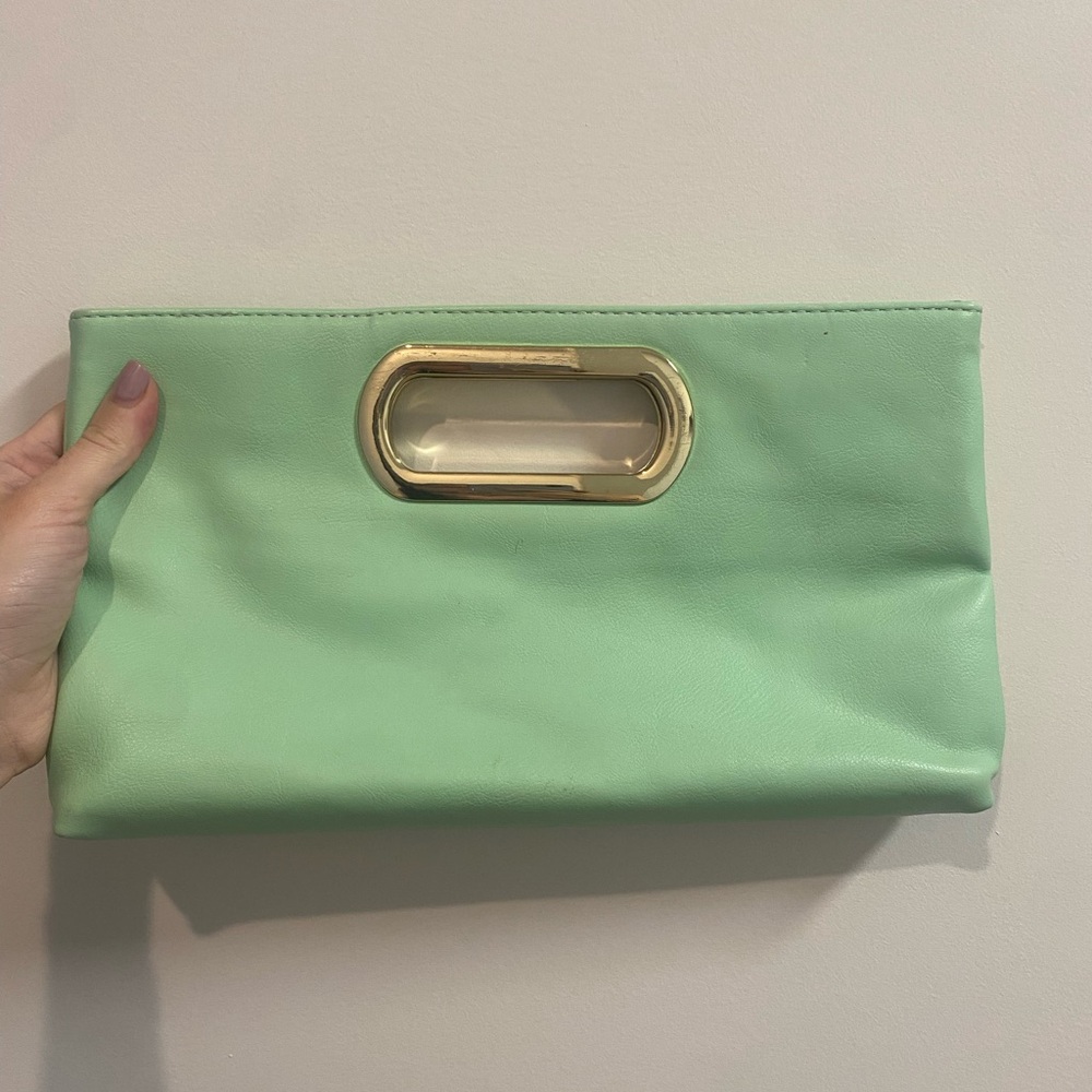 Mint Green Clutch with Gold Accent